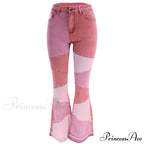 Flare for Women Patchwork Casual Fashion Slim High Waist Vintage Streetwear Stretch Women Jean