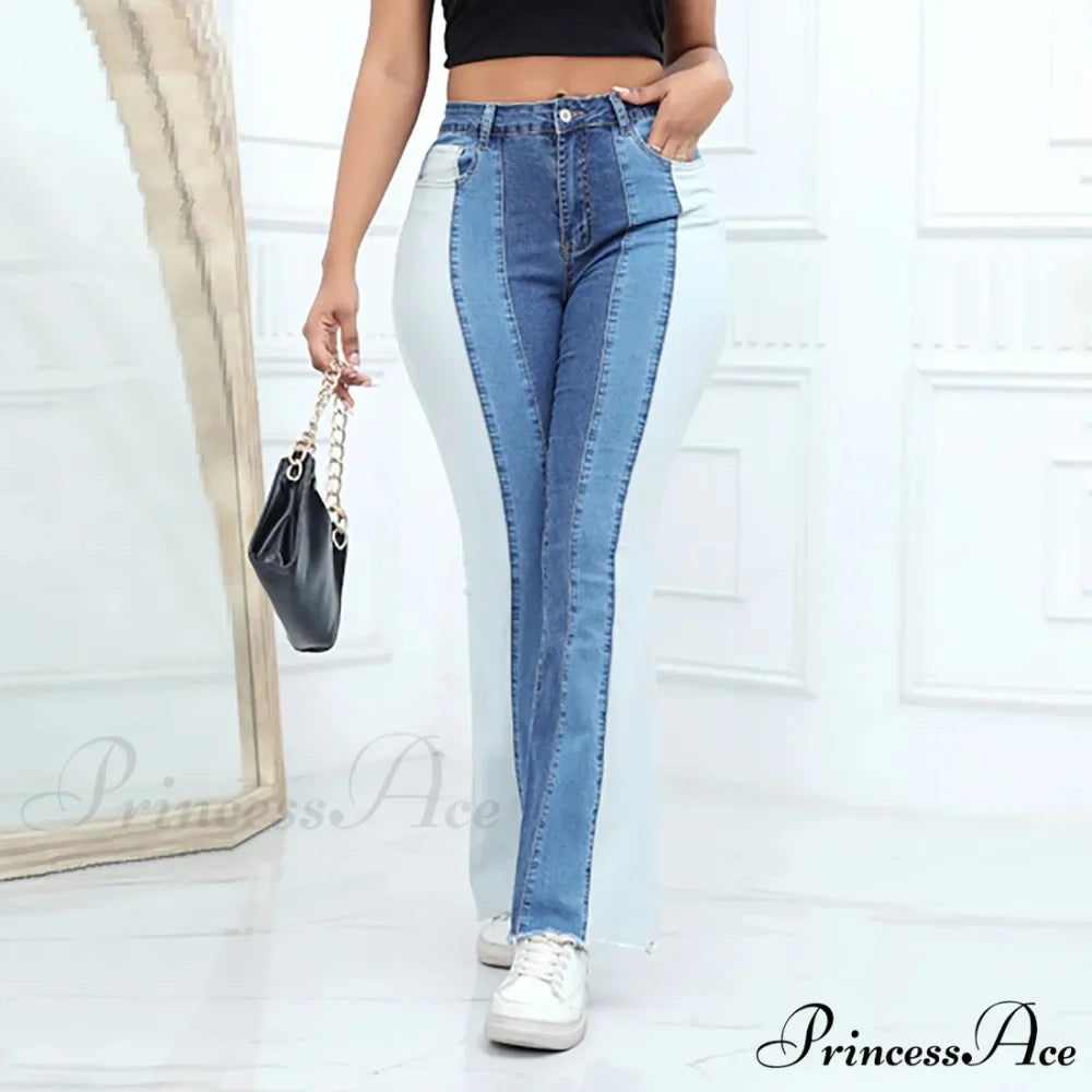 Flare High Waisted Wide Leg Color Bell Bottom Jeans