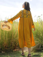 Flare Sleeve Fringe Retro Style Floral Boho Dress