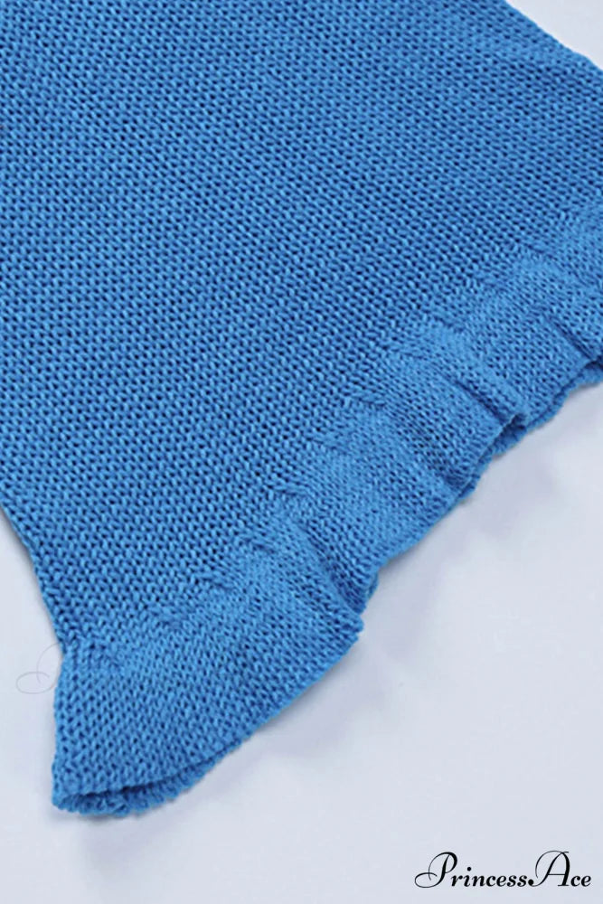 Flare Sleeve Tie-back Ruffle Hem Knit Dress