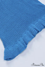 Flare Sleeve Tie-back Ruffle Hem Knit Dress