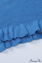 Flare Sleeve Tie-back Ruffle Hem Knit Dress