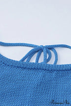 Flare Sleeve Tie-back Ruffle Hem Knit Dress