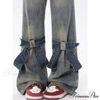 Flare Trousers Women Bow Patchwork Pants