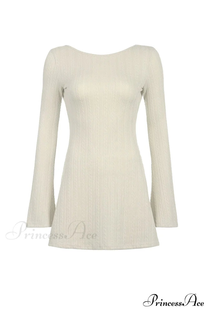 Flares Sleeve Backless Cable Knit Dress