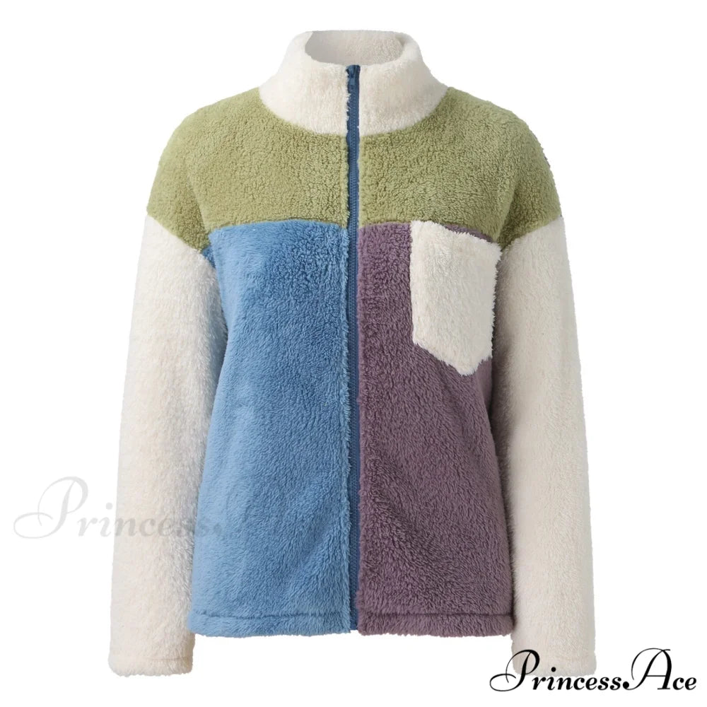 Fleece Fuzzy Faux Shearling Zipper Coat