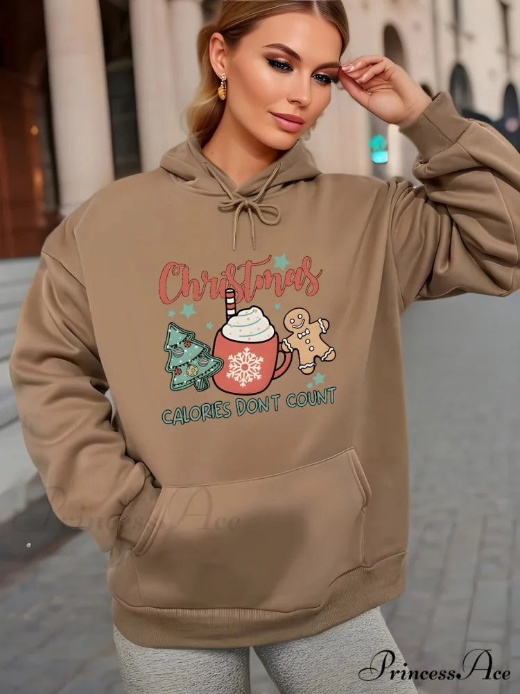 Fleece Lined Casual Drawstring Sports Christmas Tree Hoodie