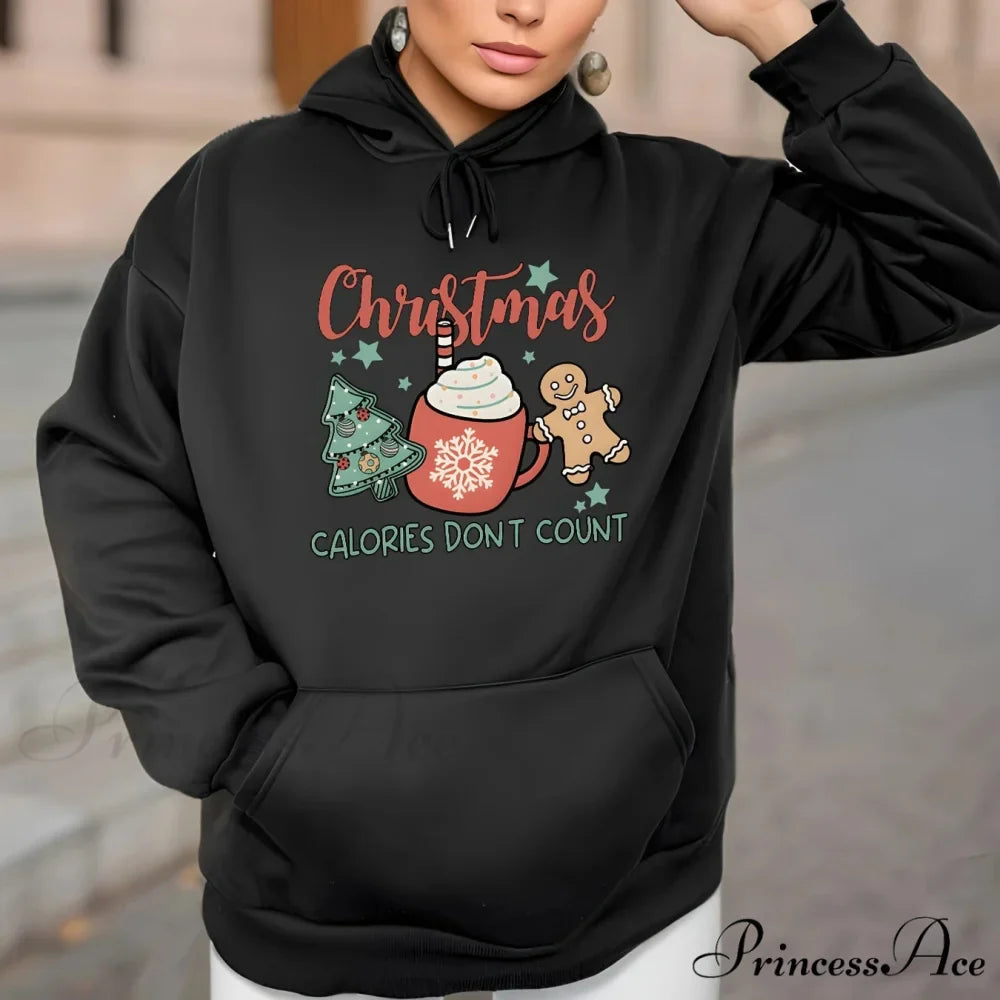 Fleece Lined Casual Drawstring Sports Christmas Tree Hoodie