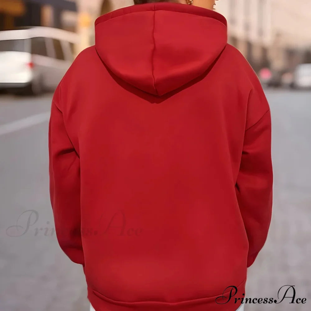 Fleece Lined Casual Drawstring Sports Christmas Tree Hoodie