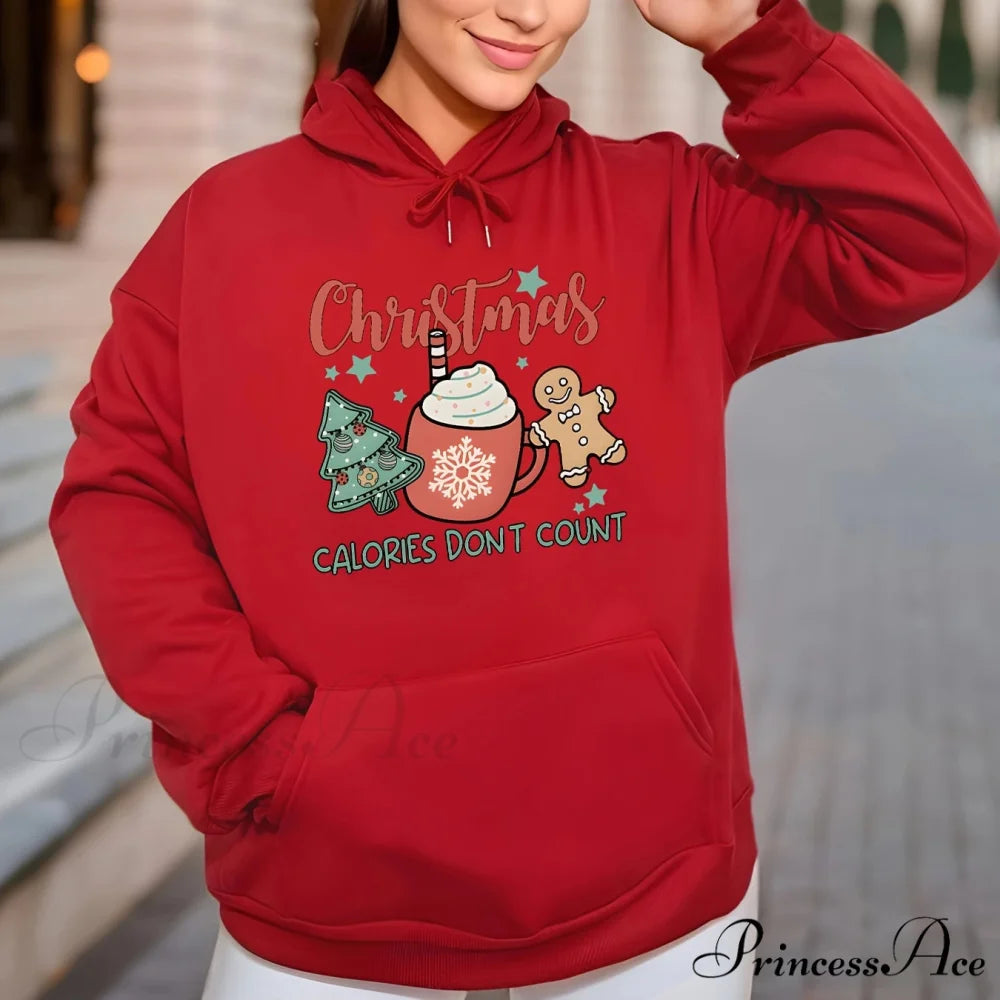 Fleece Lined Casual Drawstring Sports Christmas Tree Hoodie
