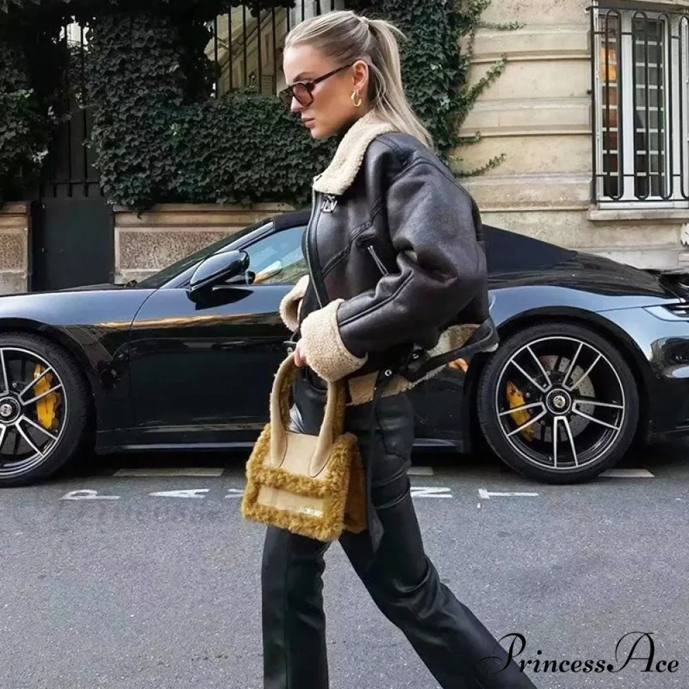 Fleece Solid Graceful Pockets Lapel Coat