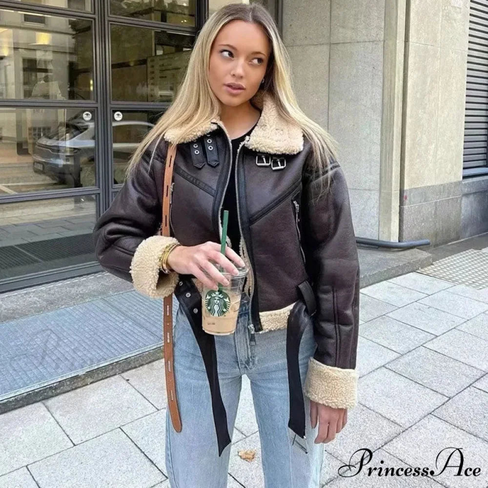 Fleece Solid Graceful Pockets Lapel Coat