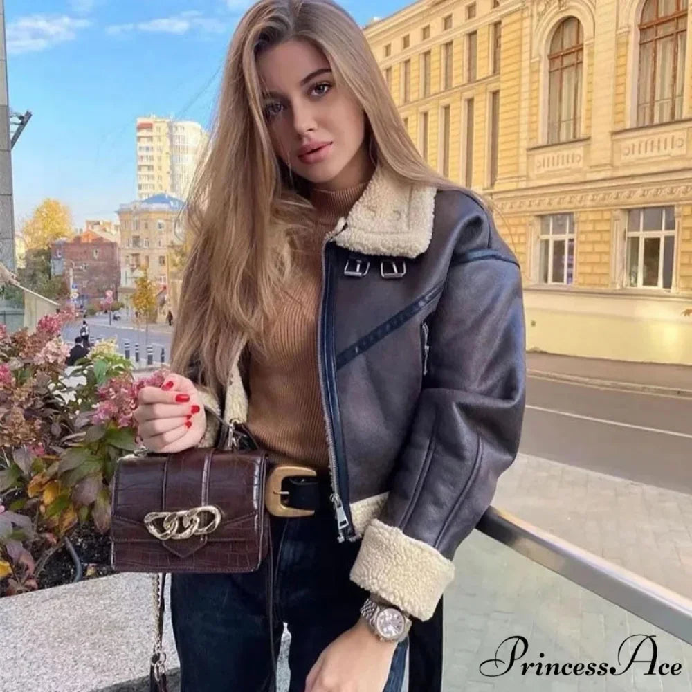 Fleece Solid Graceful Pockets Lapel Coat