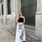 Flexible Different Colored Flower Embroidery High Waist Skirt