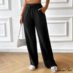 Flexible High Waist Linen Wide Leg Trousers