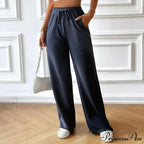 Flexible High Waist Linen Wide Leg Trousers