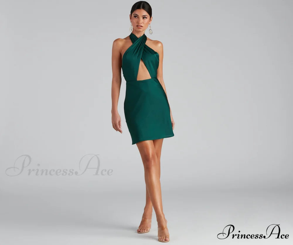 Flirtatious Flare Stylish Halter Skater Dress