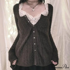 Flirtatious Knitted Sweaters Babydoll Blouses Extended Sleeve Knitwear Females