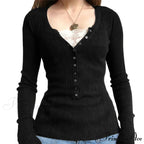Flirtatious Knitted Sweaters Babydoll Blouses Extended Sleeve Knitwear Females