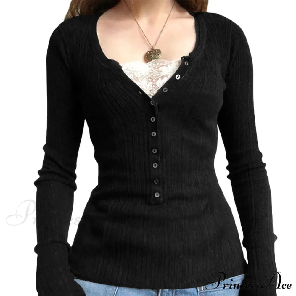 Flirtatious Knitted Sweaters Babydoll Blouses Extended Sleeve Knitwear Females