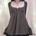 Flirtatious Knitted Sweaters Babydoll Blouses Extended Sleeve Knitwear Females