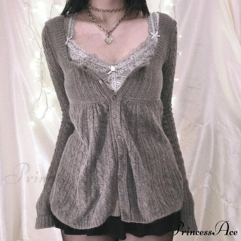 Flirtatious Knitted Sweaters Babydoll Blouses Extended Sleeve Knitwear Females