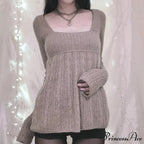 Flirtatious Knitted Sweaters Babydoll Blouses Extended Sleeve Knitwear Females
