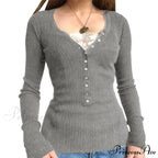 Flirtatious Knitted Sweaters Babydoll Blouses Extended Sleeve Knitwear Females
