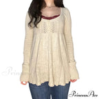 Flirtatious Knitted Sweaters Babydoll Blouses Extended Sleeve Knitwear Females