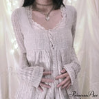 Flirtatious Knitted Sweaters Babydoll Blouses Extended Sleeve Knitwear Females