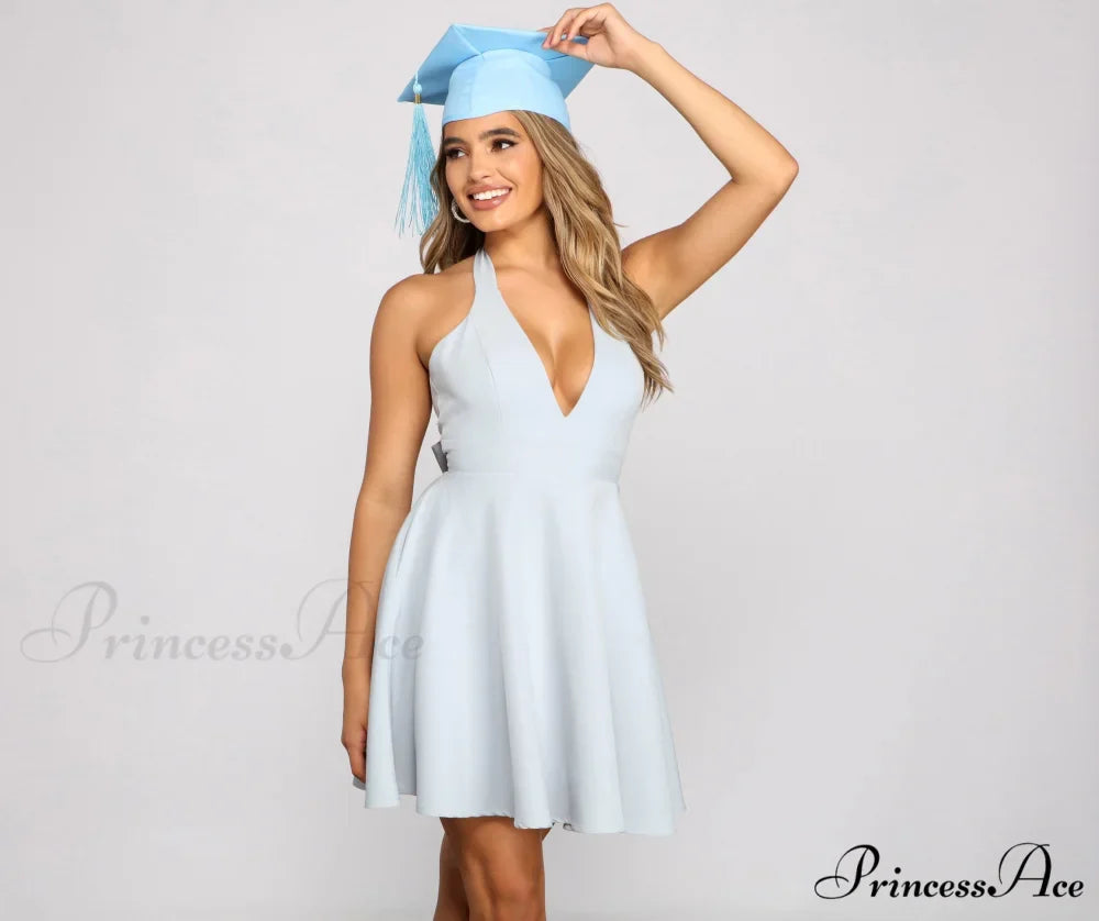 Flirty And Flowy Charming Halter Skater Dress