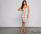 Flirty Vibes Ruched Charming Floral Midi Dress