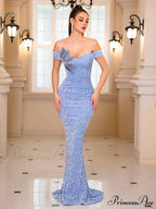 Floor Length Rhinestone Party Dress