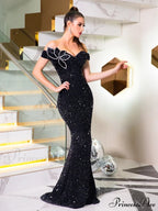 Floor Length Rhinestone Party Dress