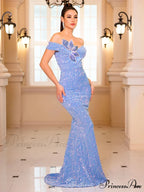 Floor Length Rhinestone Party Dress