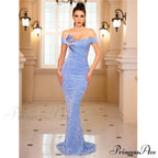 Floor Length Rhinestone Party Dress