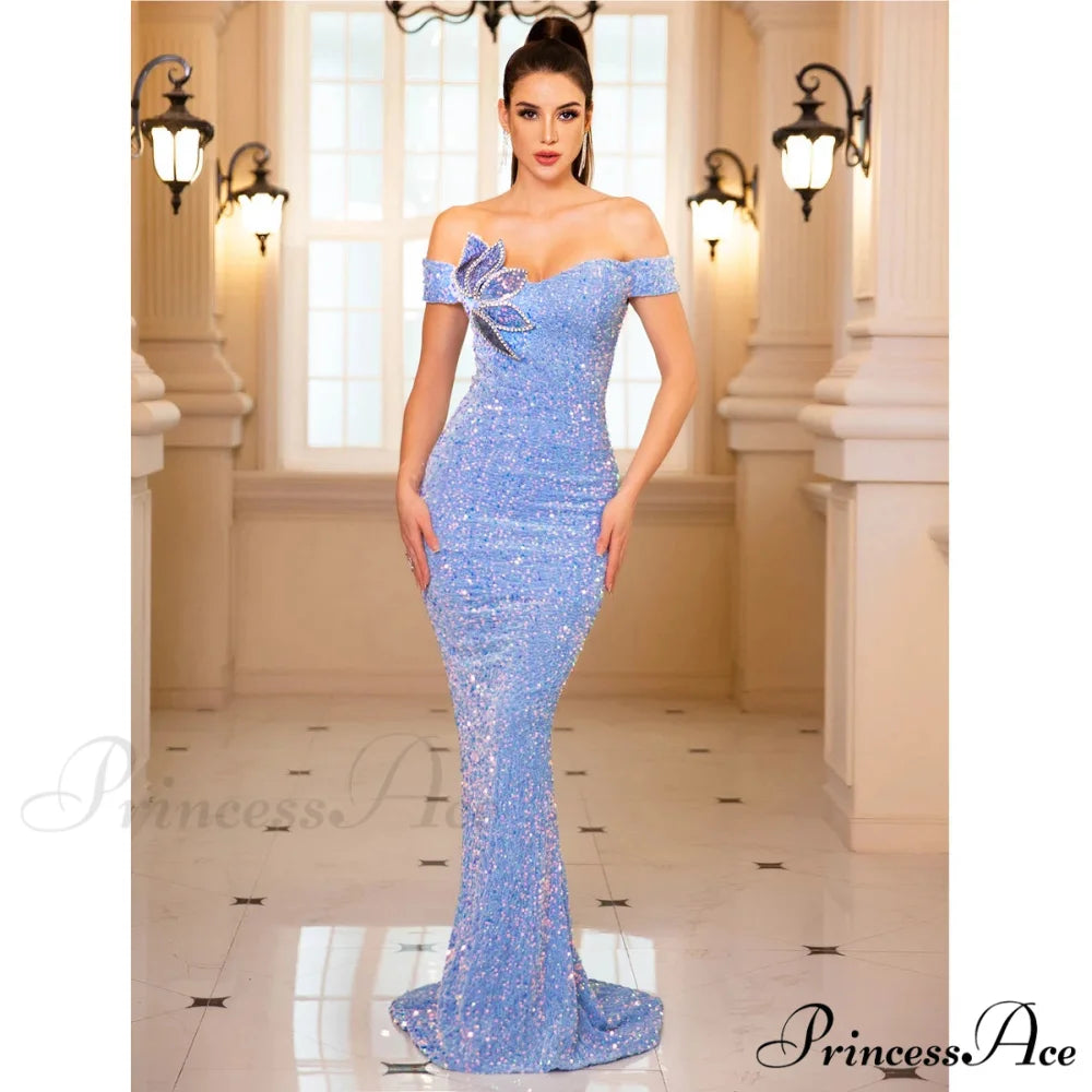 Floor Length Rhinestone Party Dress