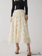 Floral A-Line Graceful Midi Skirt