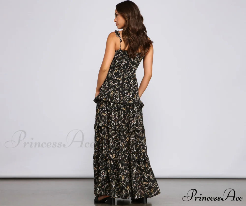Floral Desire Stylish Ruffled Maxi Dress