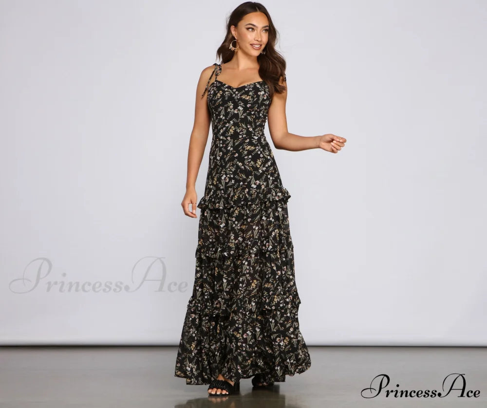 Floral Desire Stylish Ruffled Maxi Dress