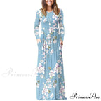 Floral Empire Pleated Maxi Casual Long Dresses