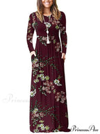Floral Empire Pleated Maxi Casual Long Dresses