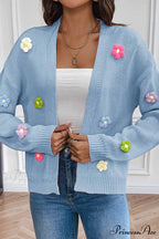 Floral Knitted Long Sleeve Cardigan