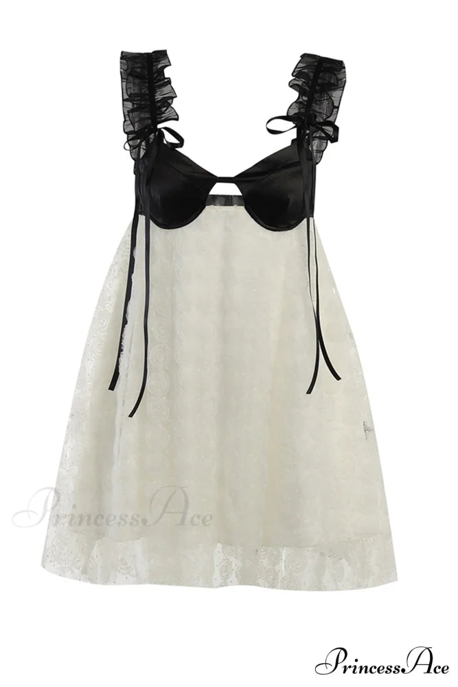 Floral Lace Backless Babydoll Dress with Corset Detail