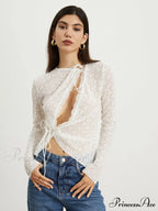 Floral Lace Graceful Tied Blouse