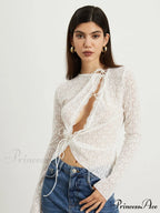 Floral Lace Graceful Tied Blouse
