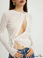 Floral Lace Graceful Tied Blouse