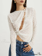 Floral Lace Graceful Tied Blouse
