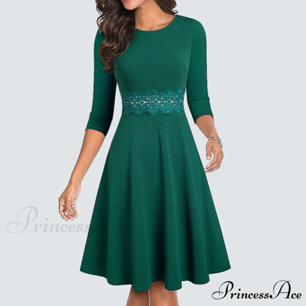 Floral Lace Patchwork Sleeveless Tunic Party Swing Dress