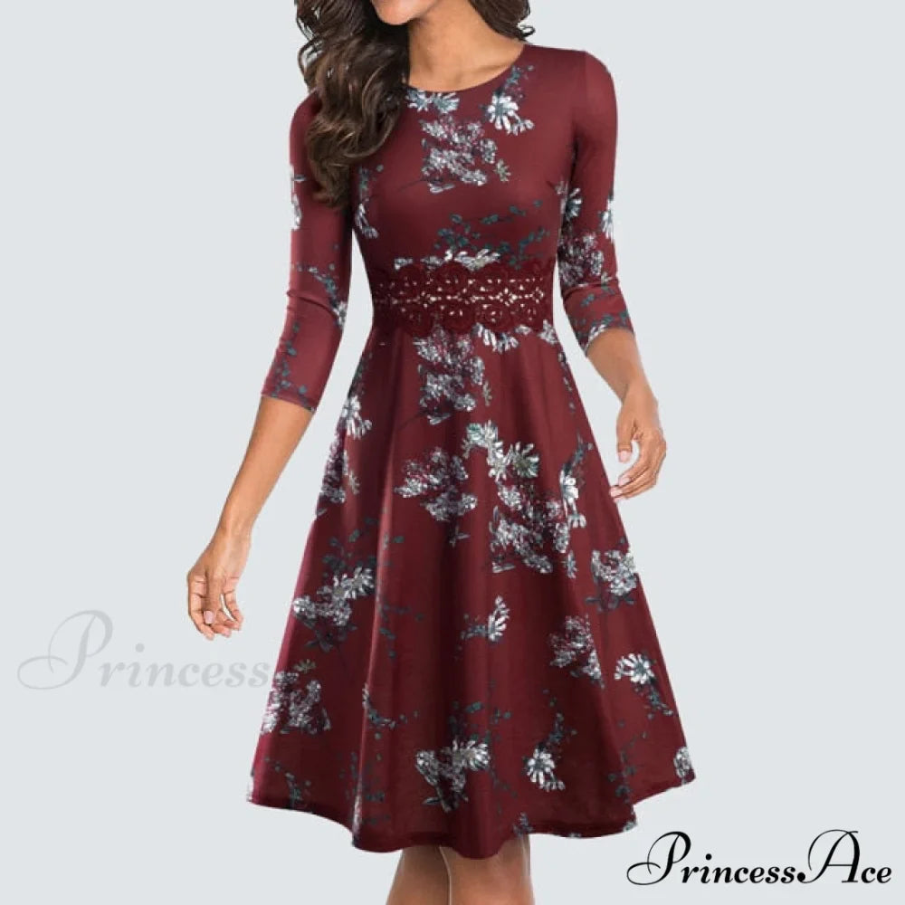 Floral Lace Patchwork Sleeveless Tunic Party Swing Dress